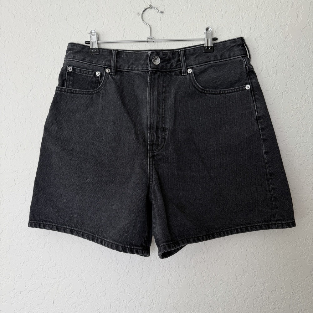 Everlane A-line Denim Shorts Organic Cotton Faded Black Women 29 High Rise Mom